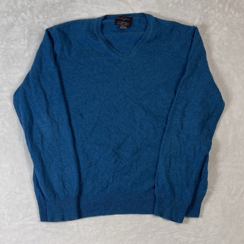 BLACK BROWN 1826 Men's Blue V-Neck Cashmere Sweater Size XL